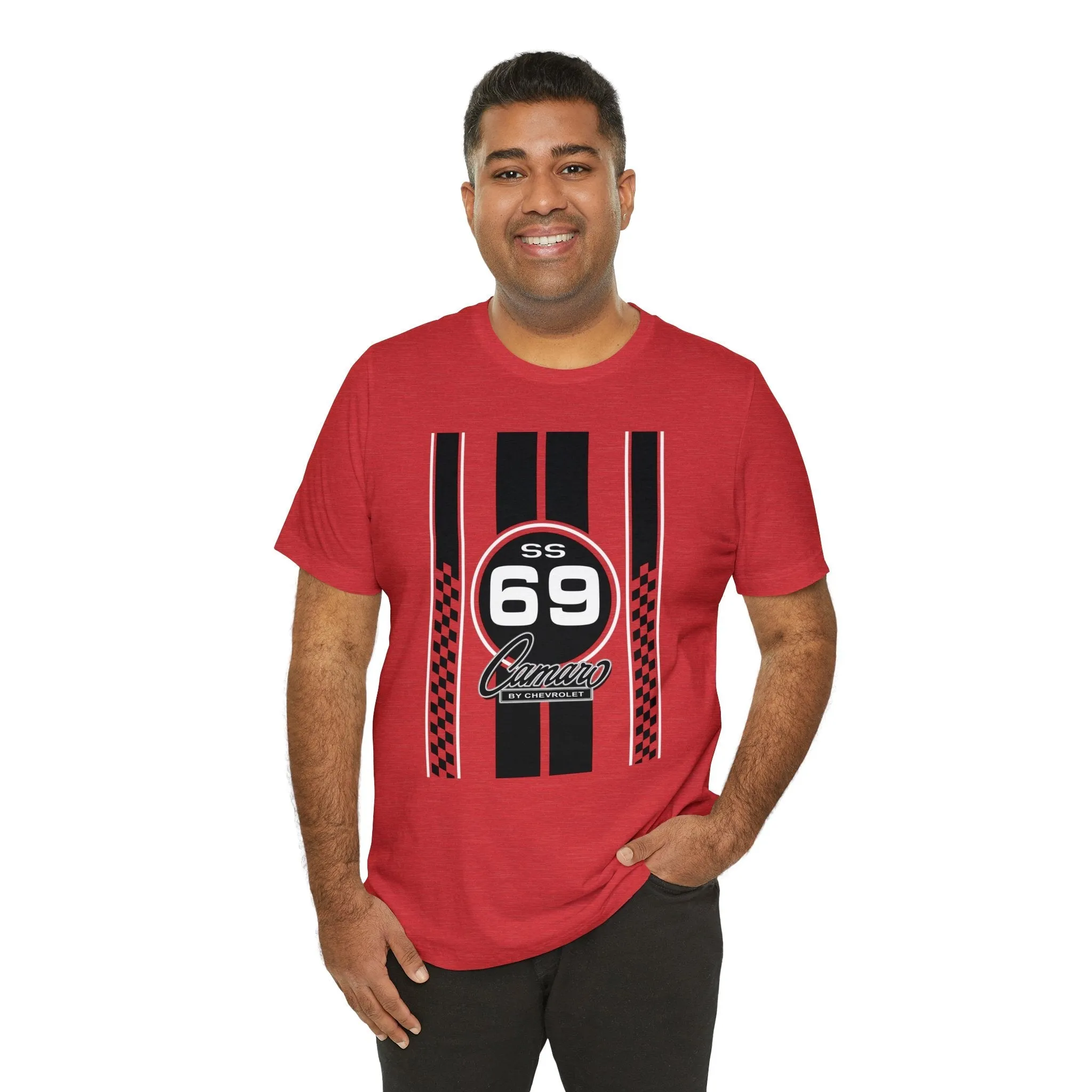 1969 Camaro SS Checkered Stripes Jersey Short Sleeve Tee