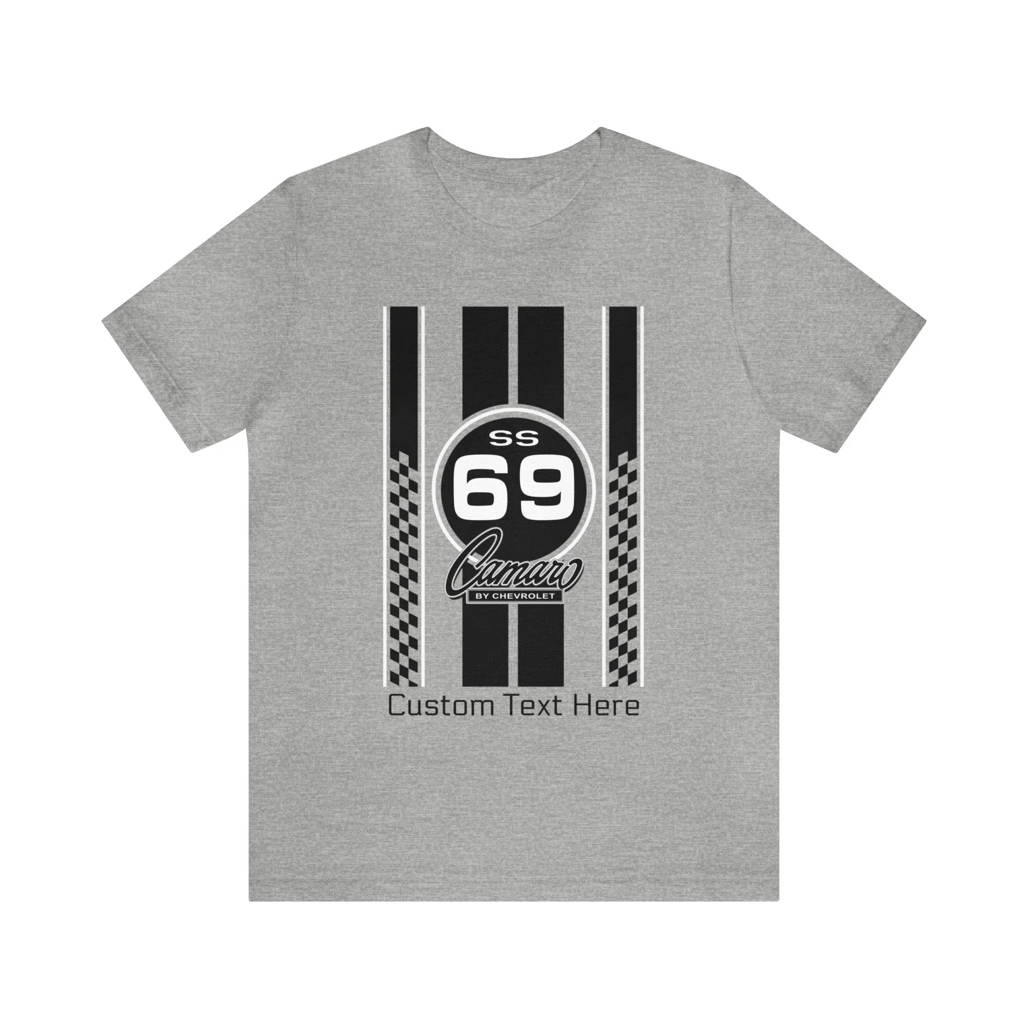 1969 Camaro SS Checkered Stripes Personalized Jersey Short Sleeve Tee