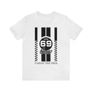 1969 Camaro SS Checkered Stripes Personalized Jersey Short Sleeve Tee