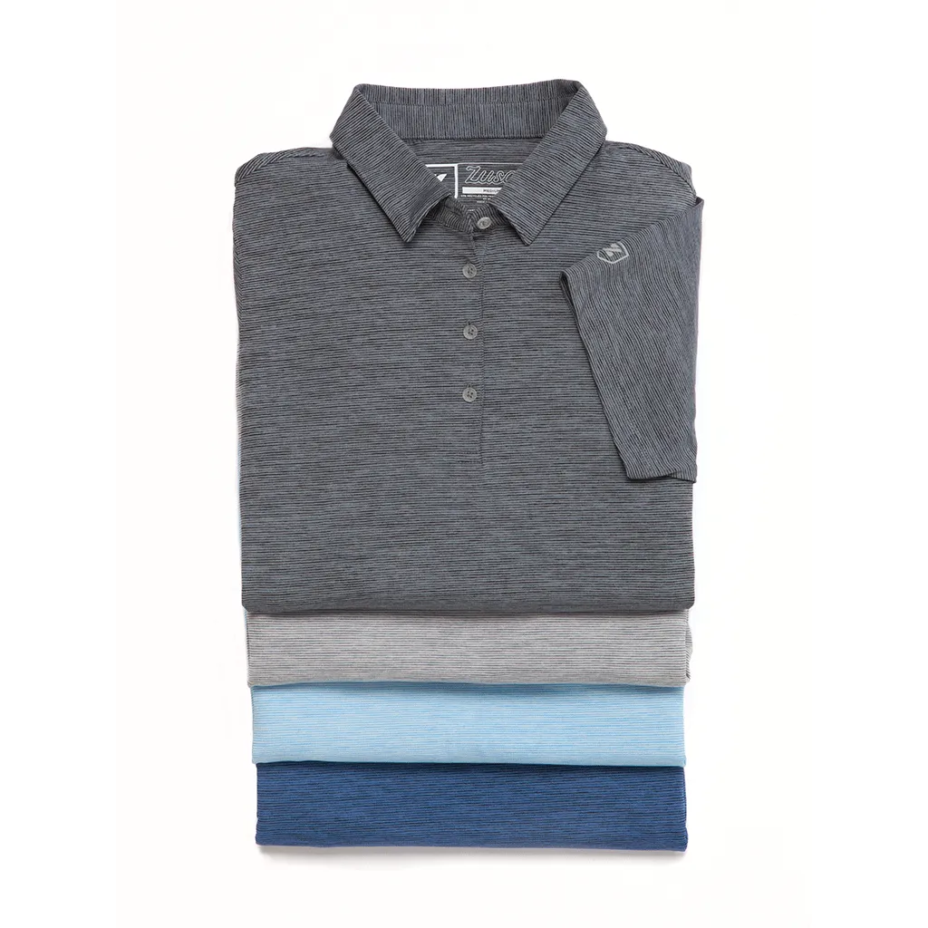 48-Hour Zusa Men's Vivid Blue/Navy Heather Stripe Polo