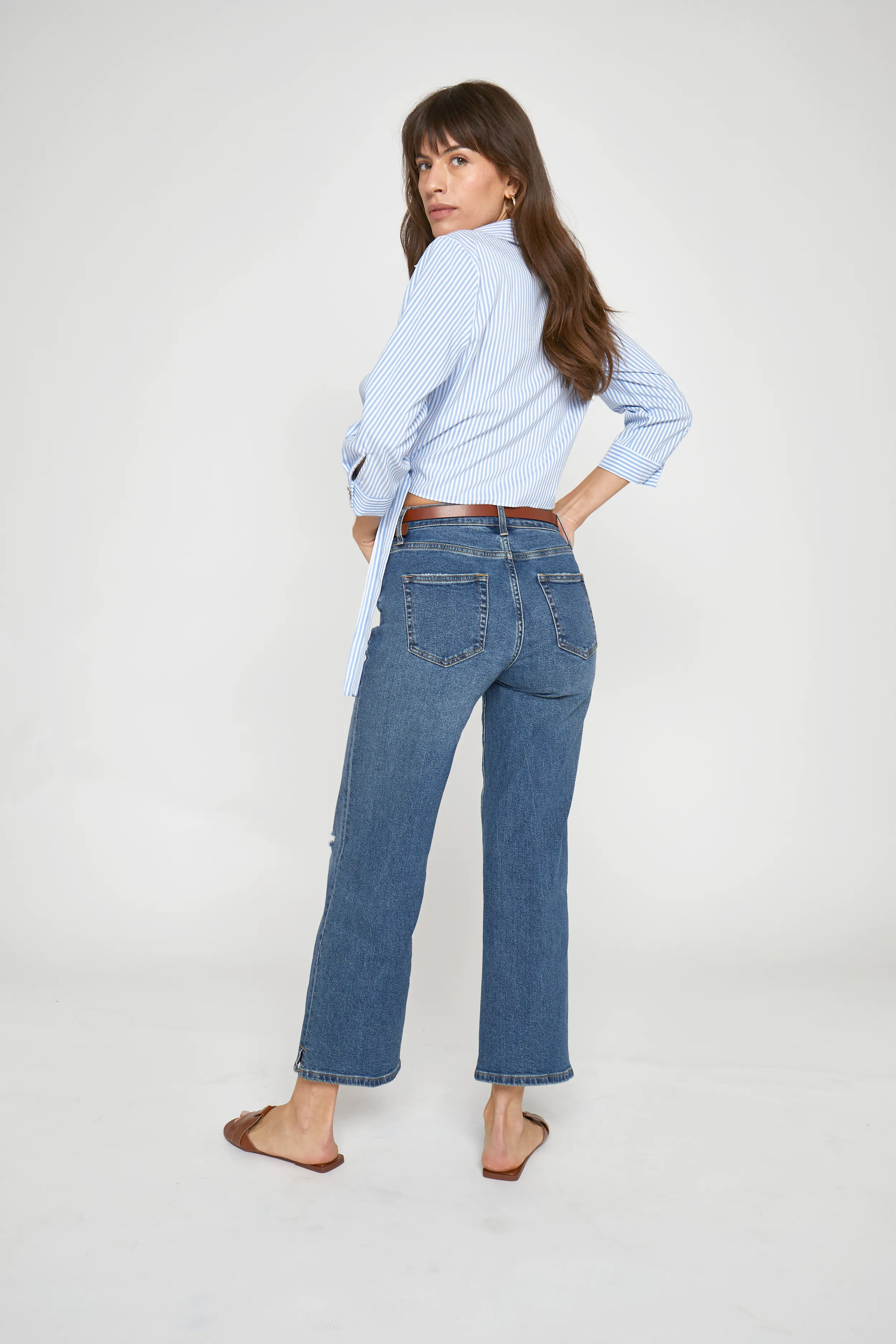 Addington High Rise Wide Leg Crop True Blue Vintage