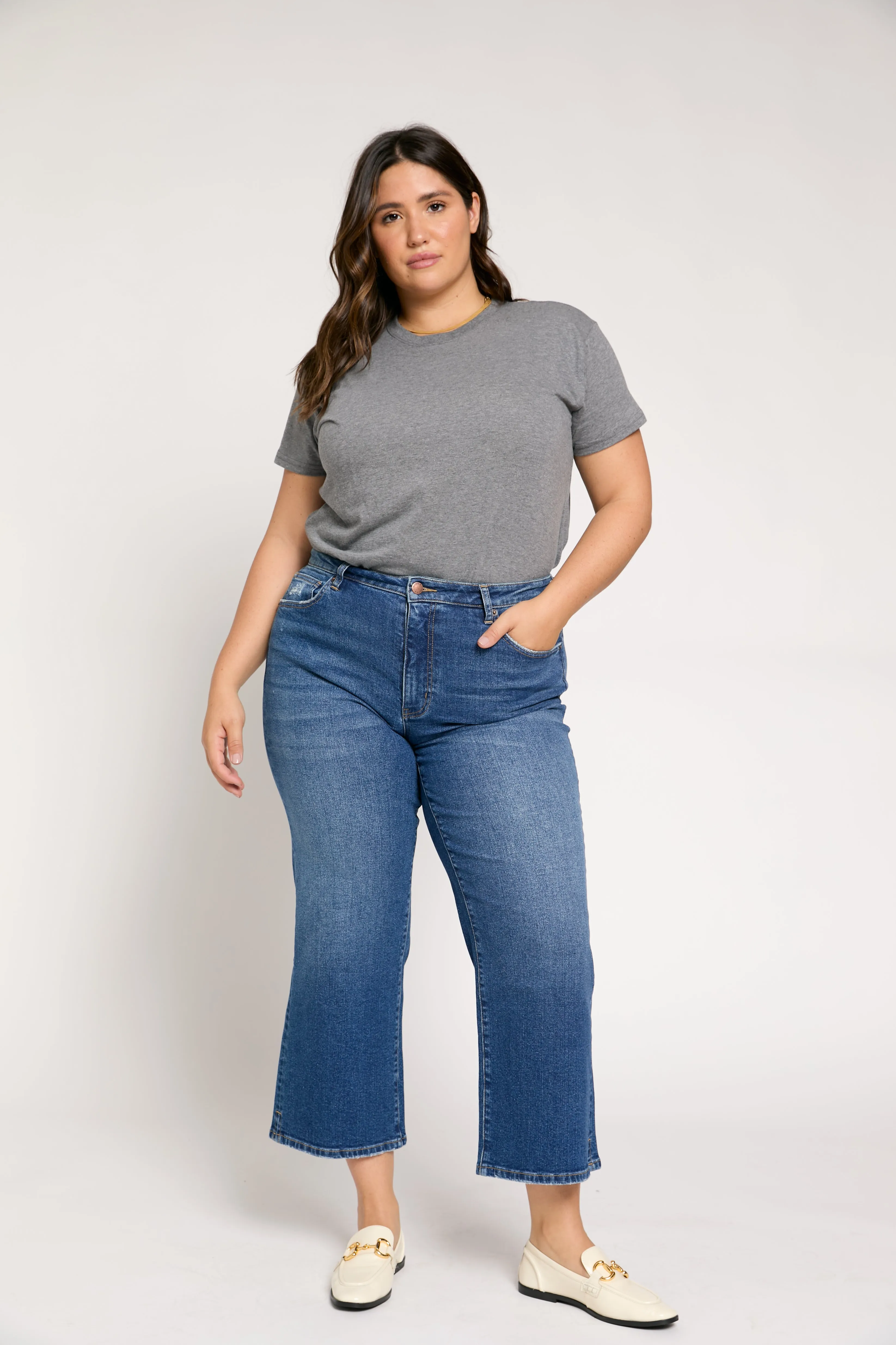 Addington High Rise Wide Leg Crop True Blue Vintage