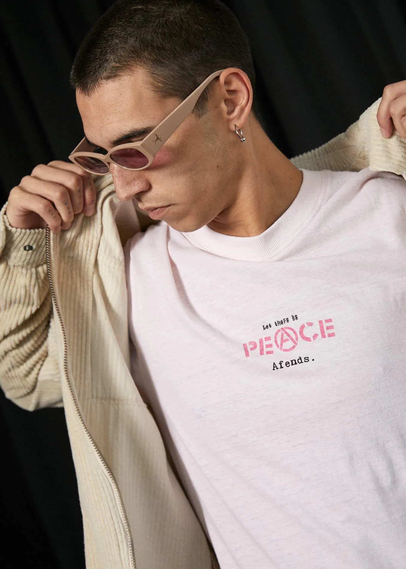 Afends Mens Peace On Earth - Hemp Retro Fit Tee - Dusk