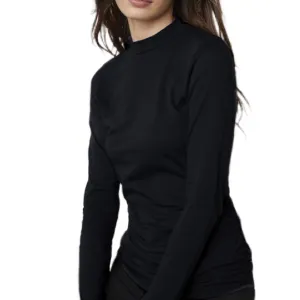 Alana Mock Neck Tee - Black.