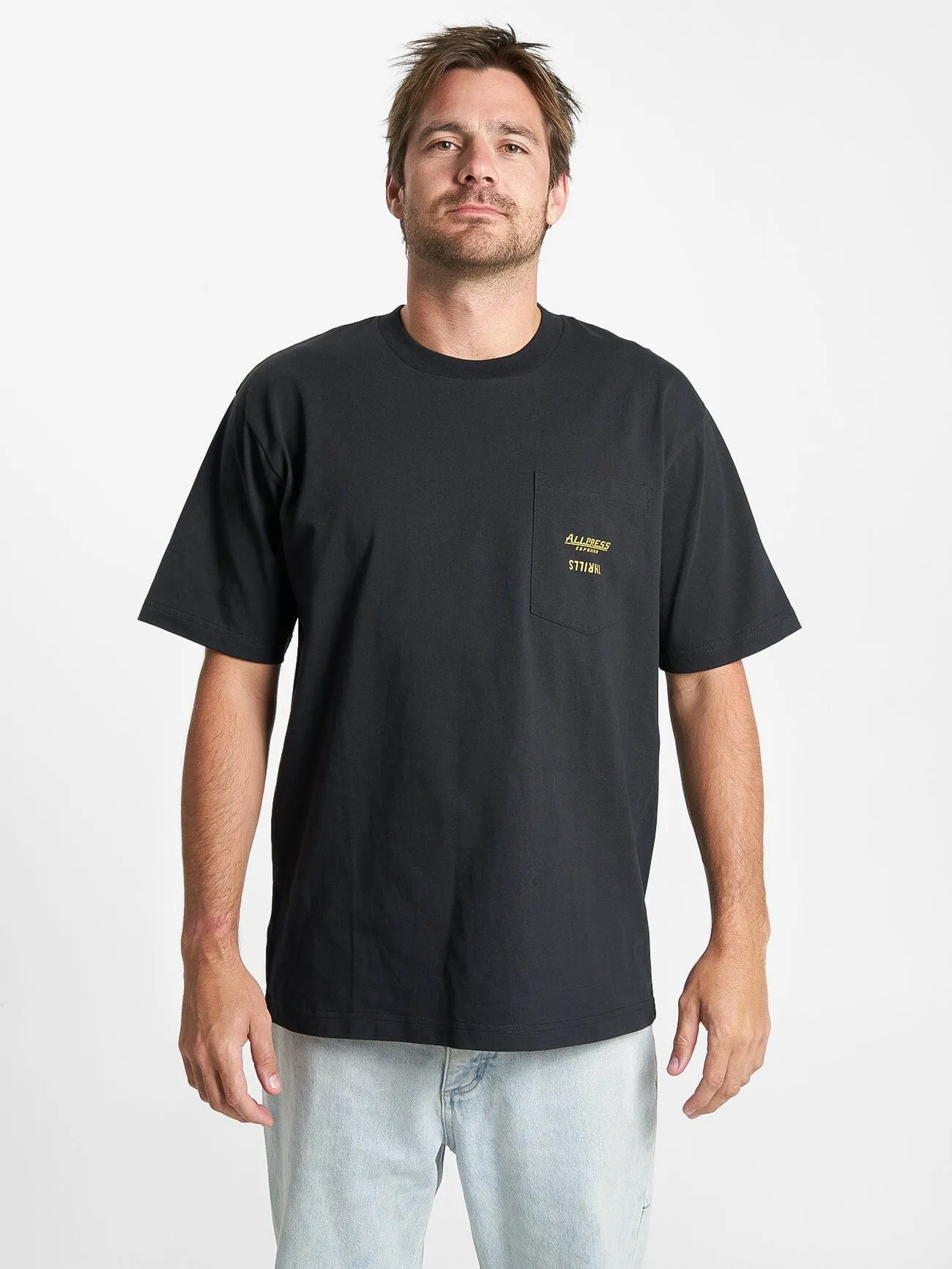 Allpress X Thrills Great Minds Drink Alike Oversize Pocket Tee - Black