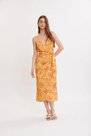 AMAIA DRESS ORANGE PALMS