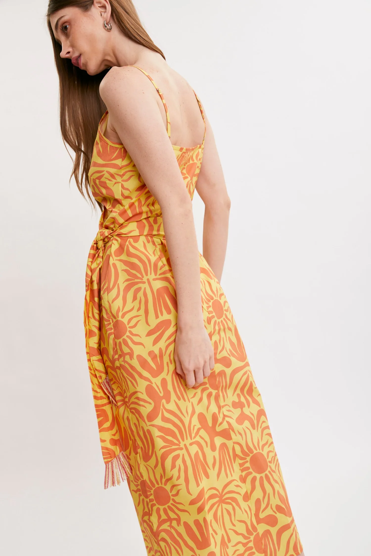 AMAIA DRESS ORANGE PALMS