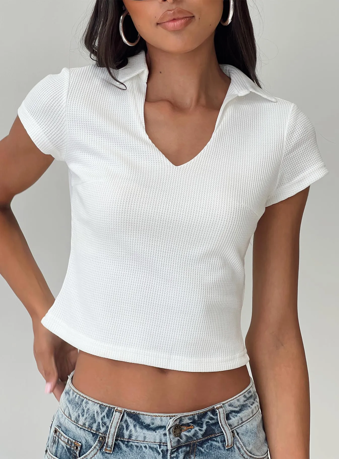 Amorette Polo Top White