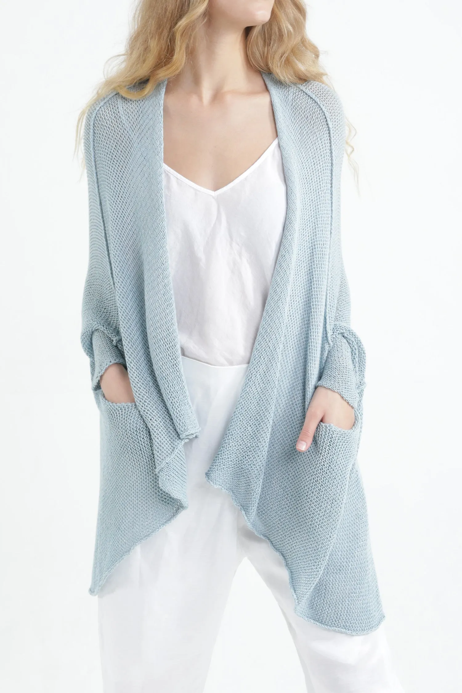 Aqua Oversize T Light Sweater with Pockets