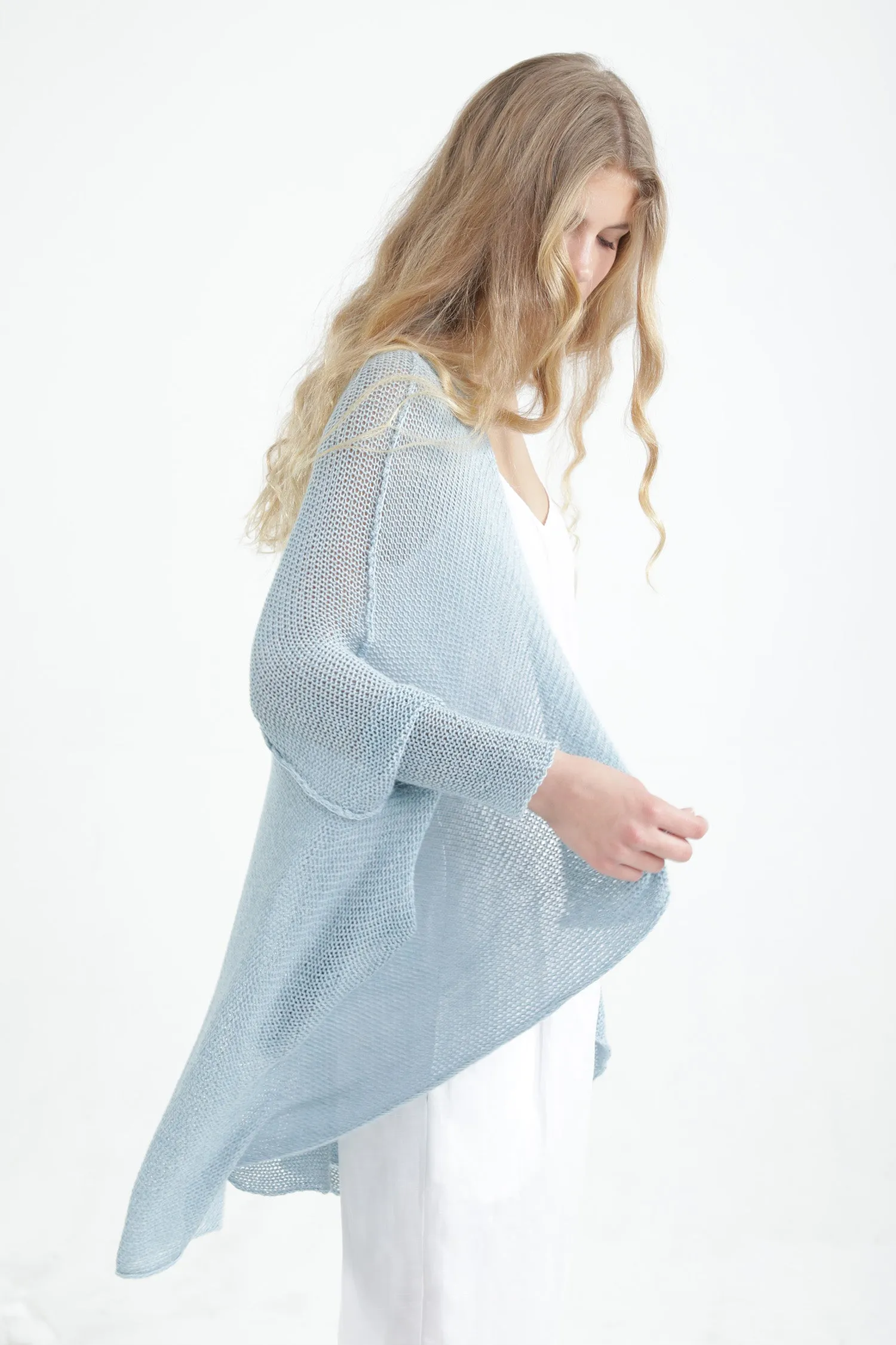 Aqua Oversize T Light Sweater with Pockets