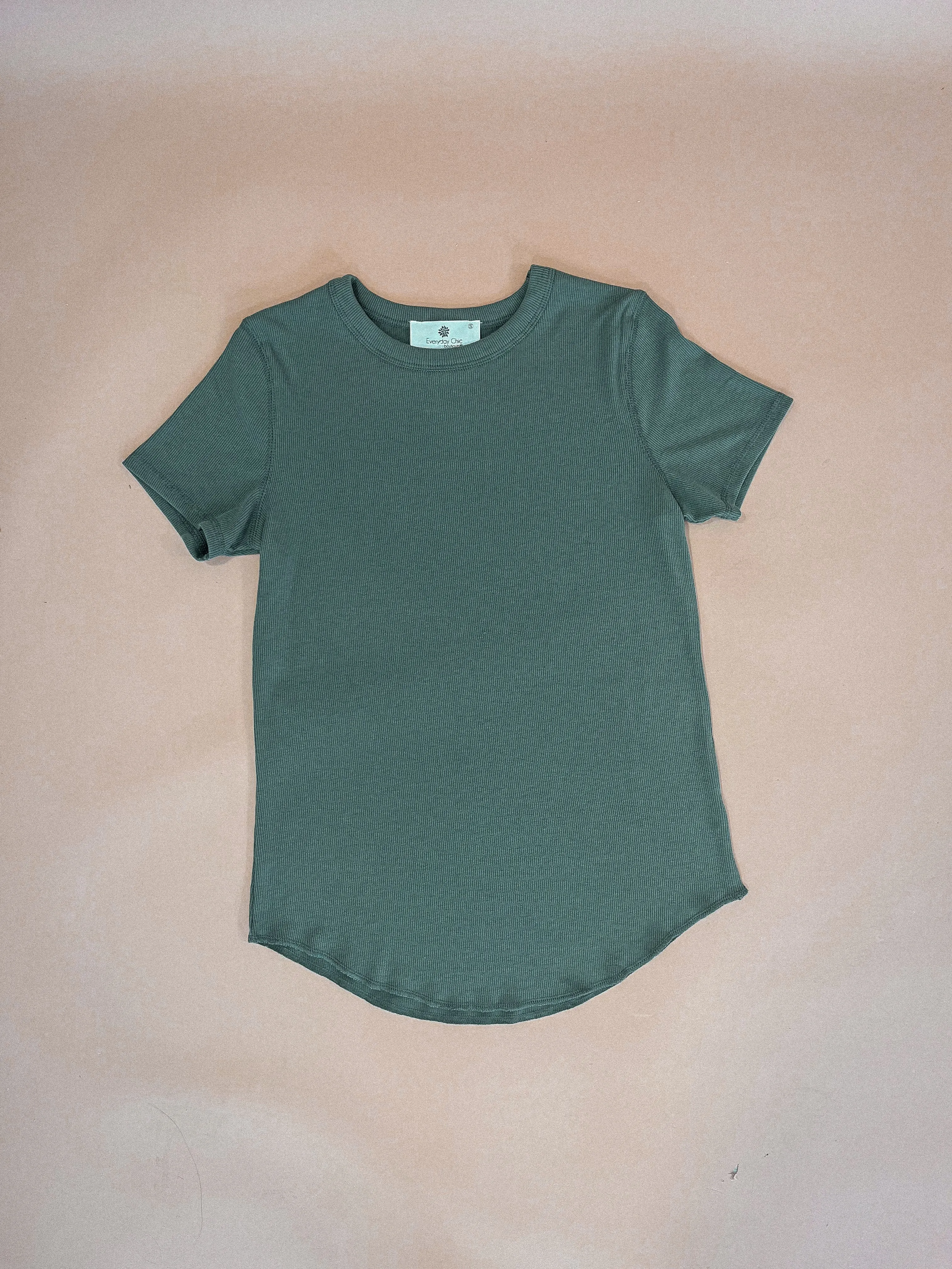 Best Basic Ribbed Tee Shirt, Green