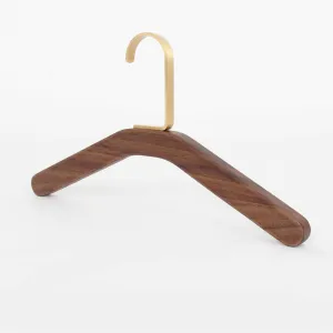 Black Walnut Solid Wood Brass Clothes Support Non-Slip Coat Hanger