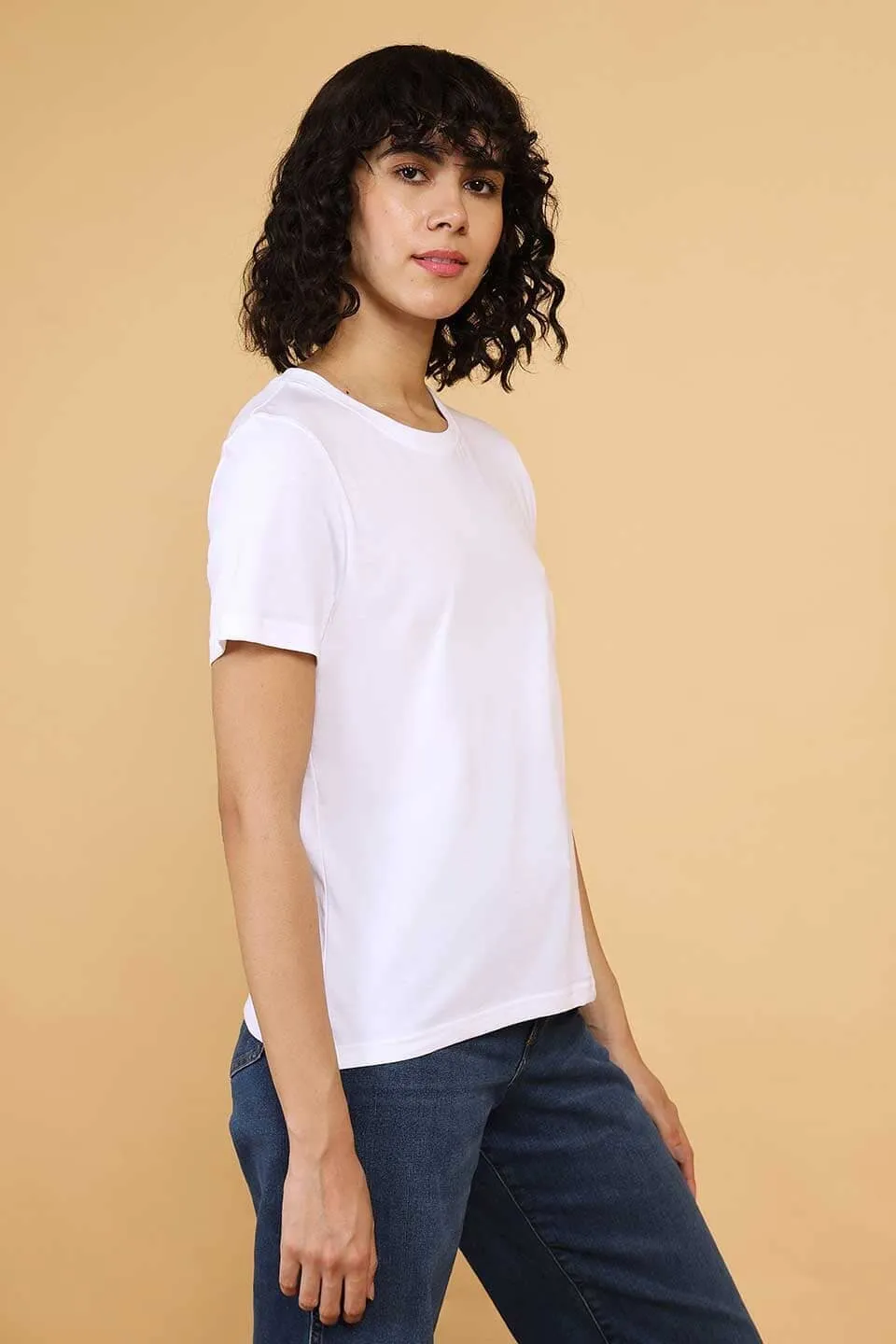 BYD Women's Short-Sleeve Tee with Feminine Cut Neck: Pure BCI Combed Cotton