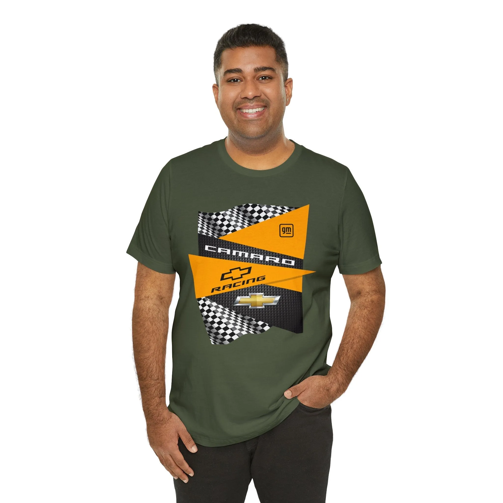 Camaro Yellow Checkered Jersey Short Sleeve Tee