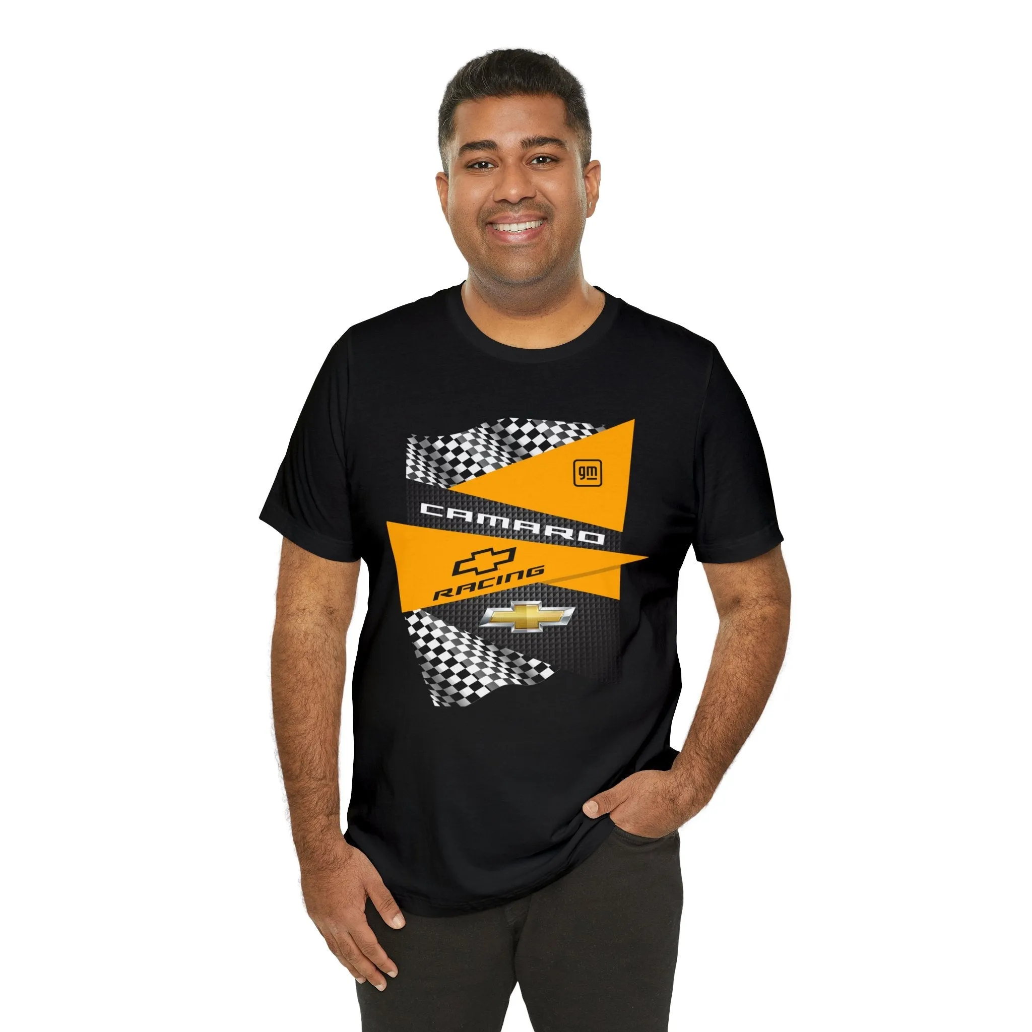 Camaro Yellow Checkered Jersey Short Sleeve Tee