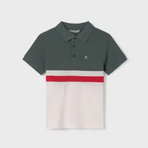 CREAM AND GREEN SHORT SLEEVE POLO