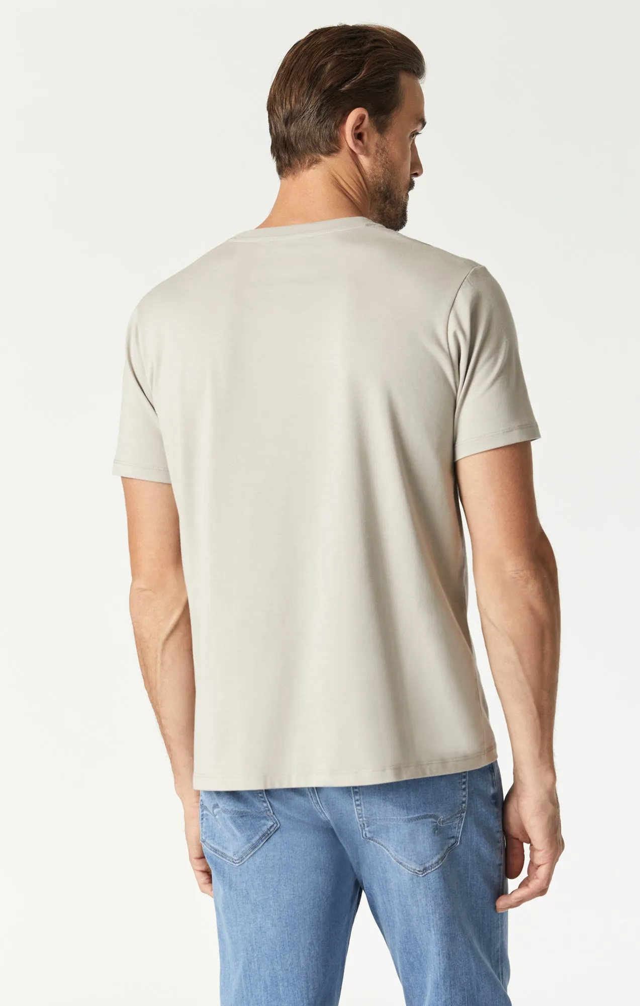 CREW NECK T-SHIRT IN SILVER LINING NATURAL DYE