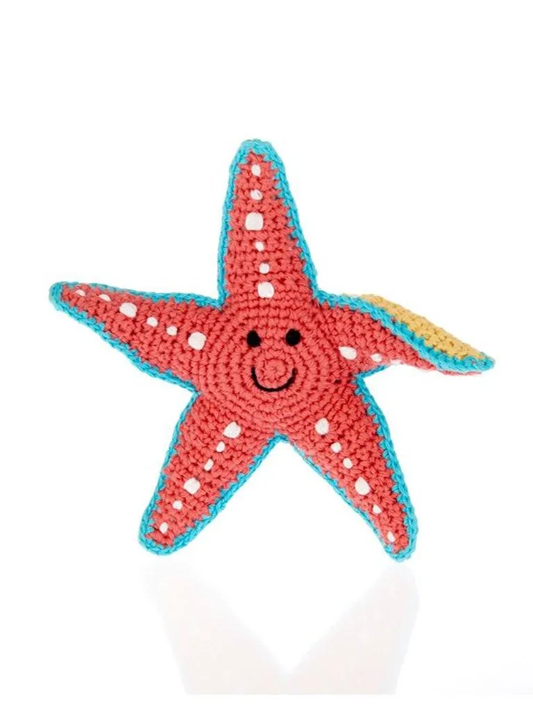 Crochet Starfish - Fair Trade Rattle Toy, Pebble Toys