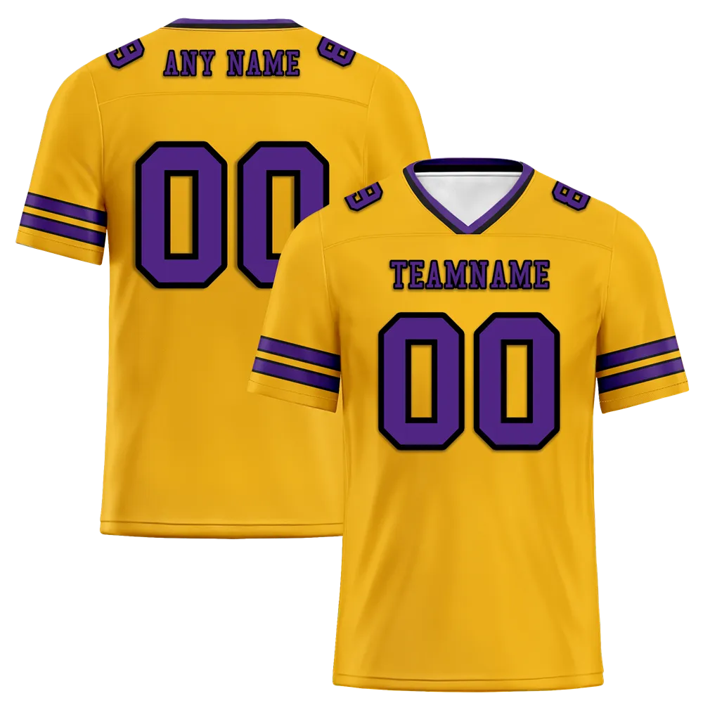 Custom Yellow Sleeve Stripes Purple Personalized Authentic Football Jersey FBJ02-bc0f08f