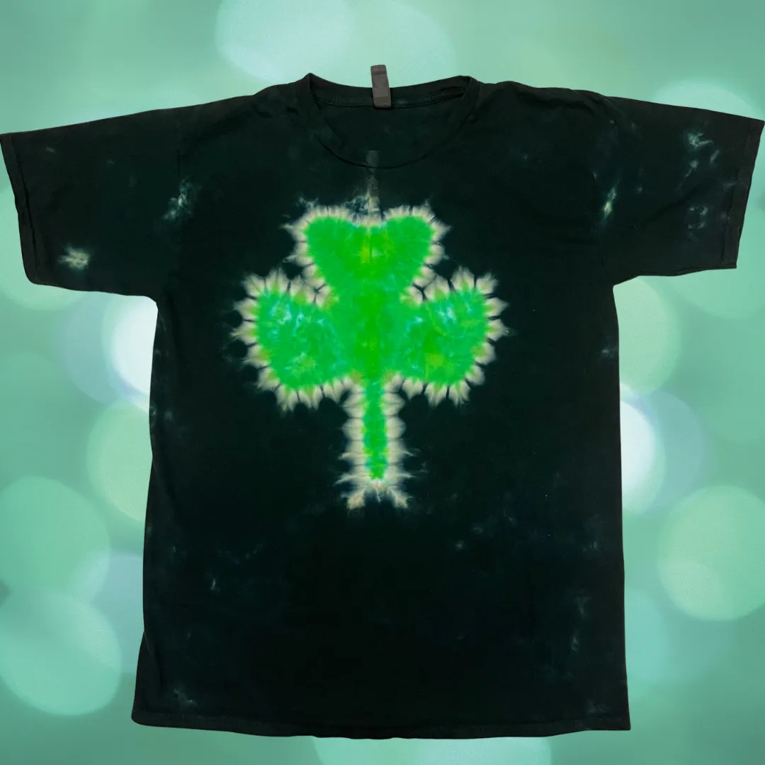 Dark Green Shamrock Front Clover Leaf Tie Dye