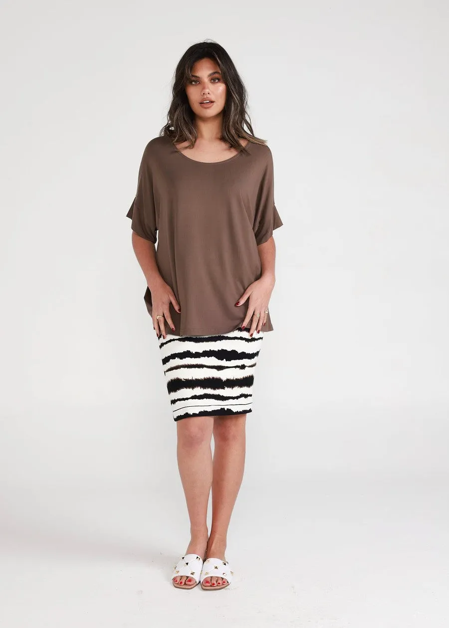 Demi Oversized Bamboo Box T-Shirt - Chocolate