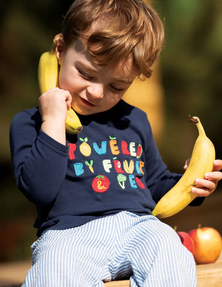 Frugi Indigo Fruit Chatter Applique Top