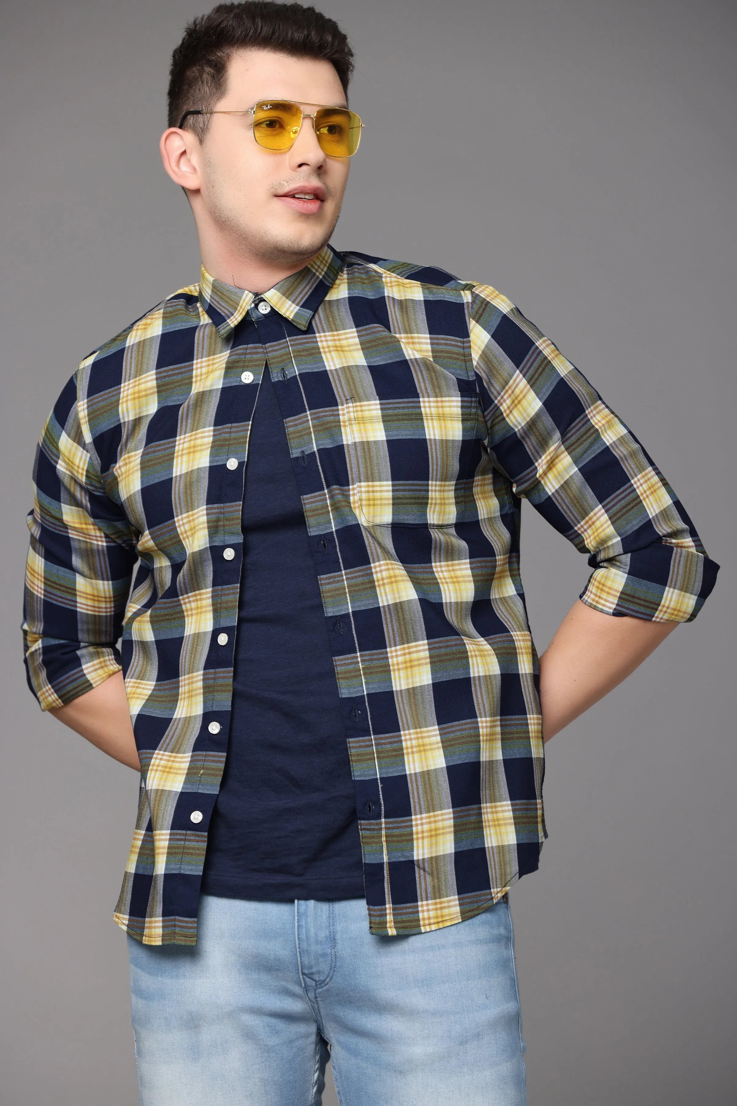 Green & Blue Check Full Sleeve Shirt