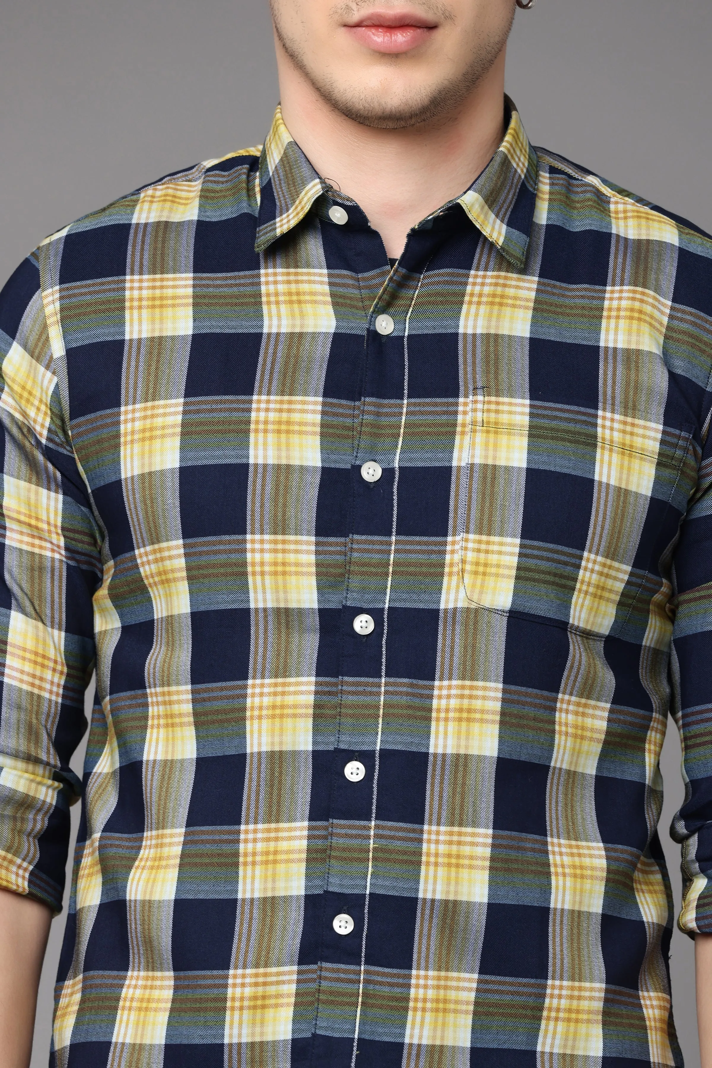 Green & Blue Check Full Sleeve Shirt