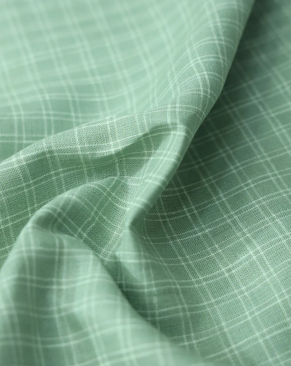 GREEN CHECKS PATTERN LINEN FABRIC