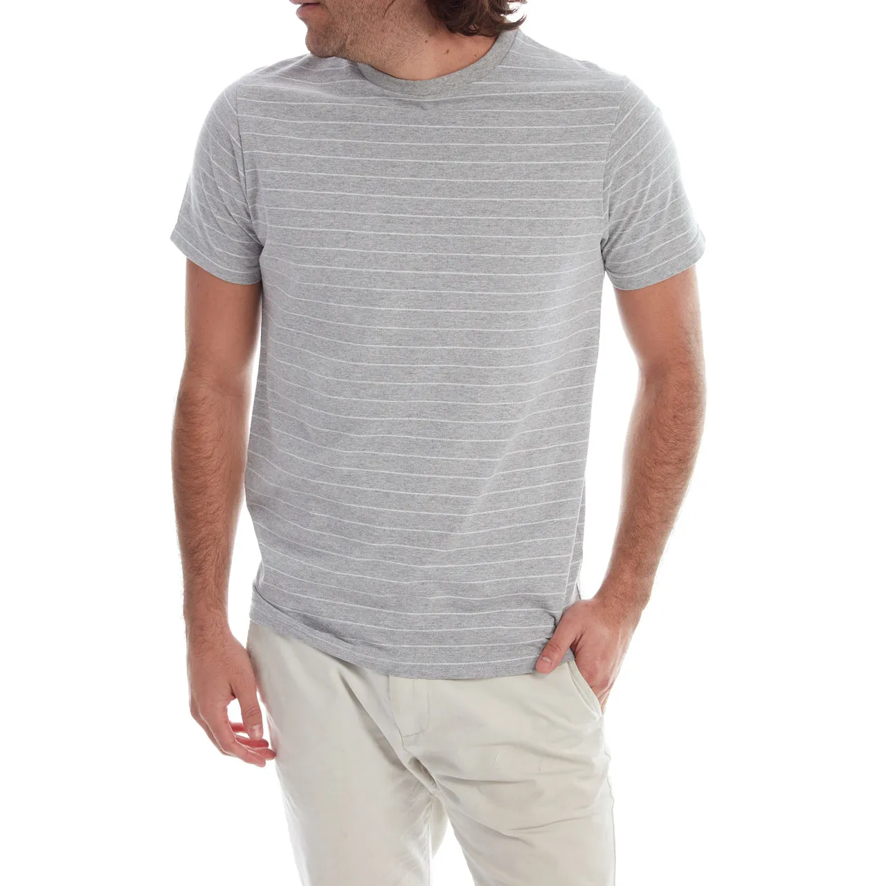 Grey Heather Nate Jacquard Striped Tee