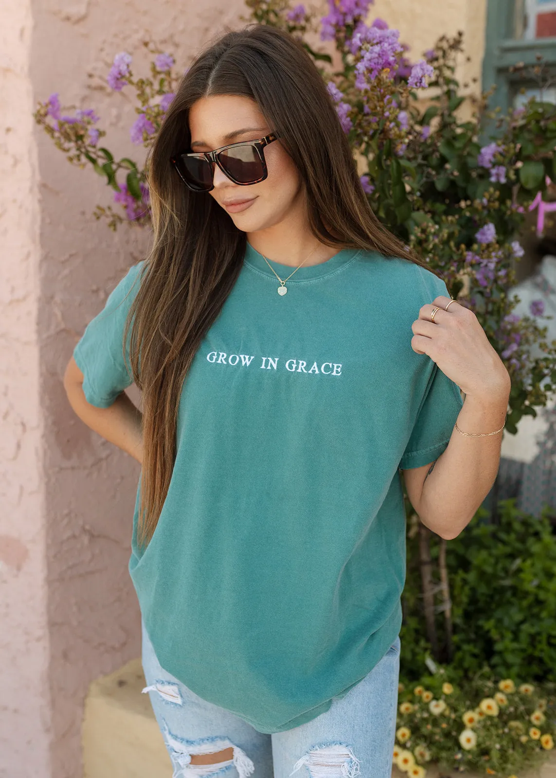 Grow In Grace Embroidered Tee