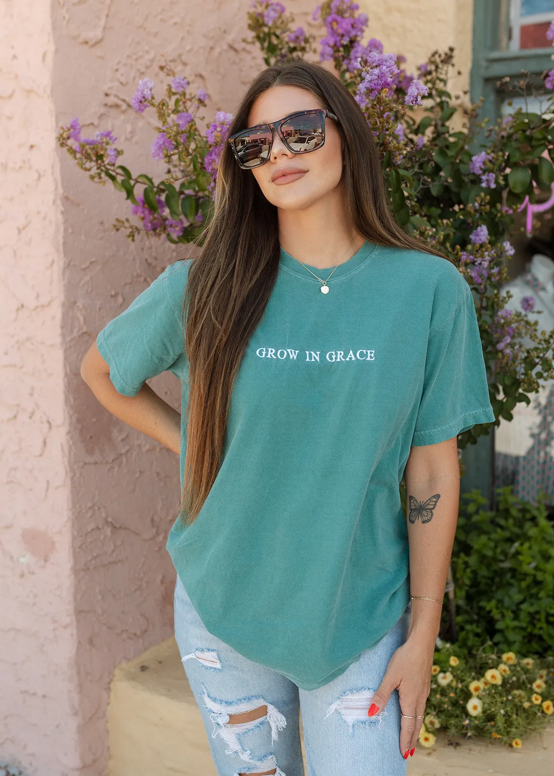 Grow In Grace Embroidered Tee