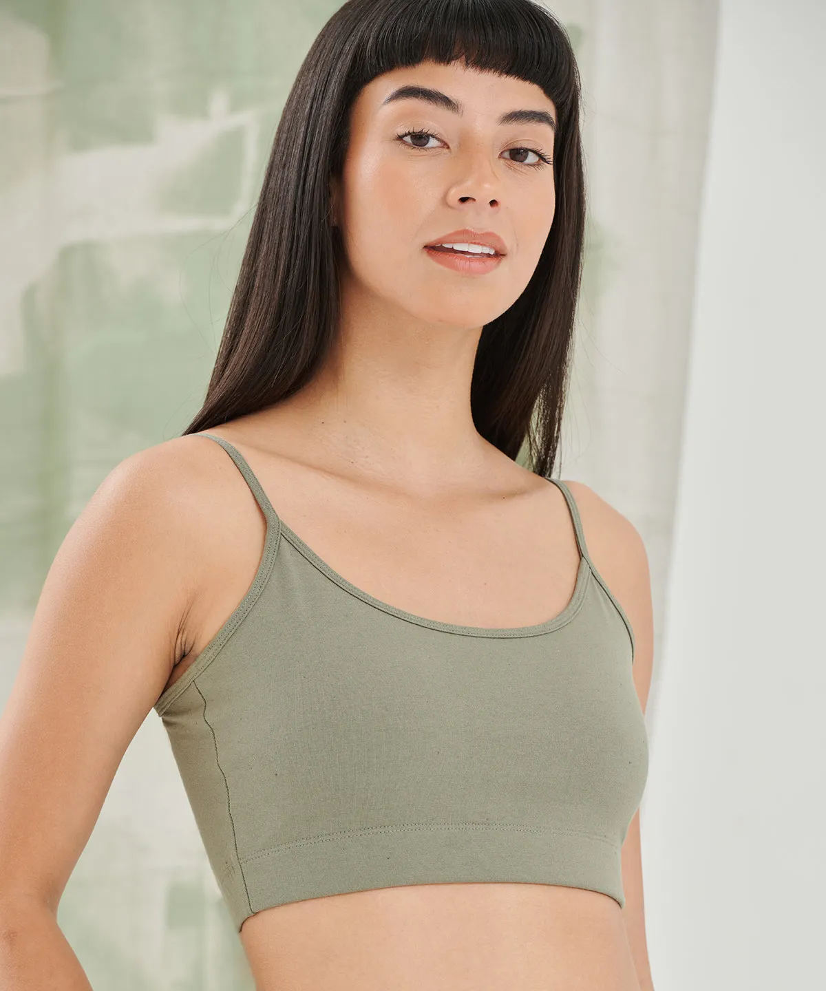 Heather Grey - Women's sustainable fashion cropped cami top with adjustable straps