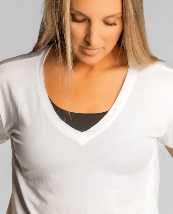 Hello Sunshine UPF V-Neck – No Headlights White