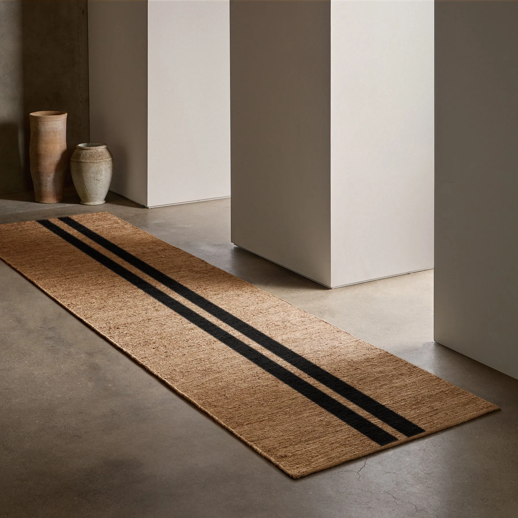 Jute Runner - Natural/Charcoal Stripe