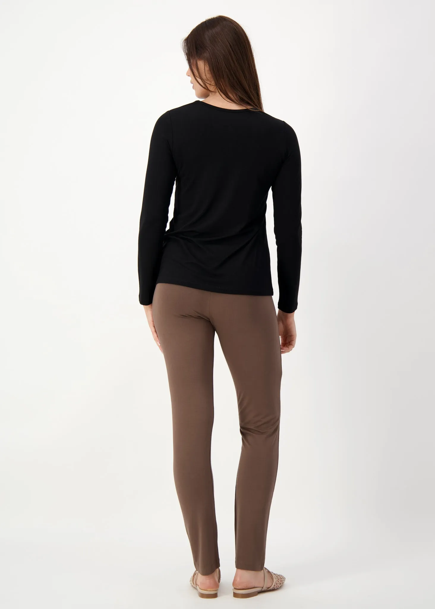 Kelly Ribbed Long Sleeve Bamboo Top - Black