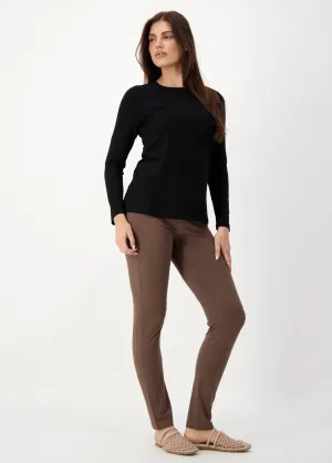 Kelly Ribbed Long Sleeve Bamboo Top - Black