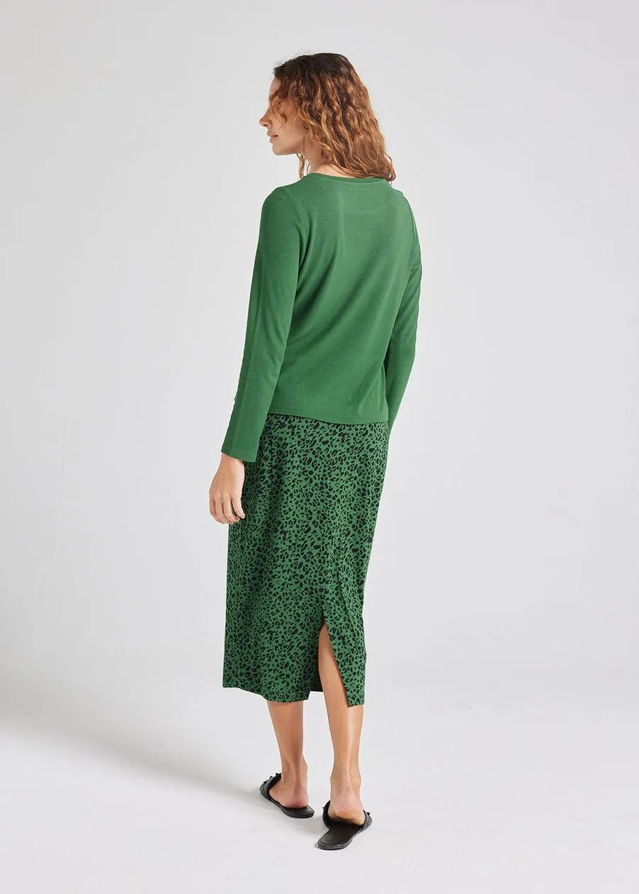 Kelly Ribbed Long Sleeve Bamboo Top - Forest Green