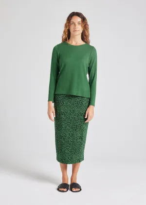 Kelly Ribbed Long Sleeve Bamboo Top - Forest Green