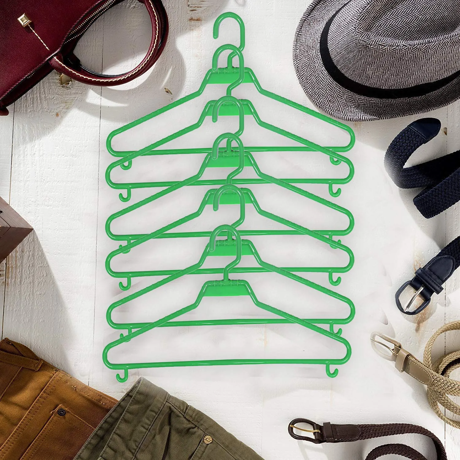 Kuber Industries Classic Hanger Plastic 12 Pieces Hanger Set for Wardrobe (Green), CTKTC6683