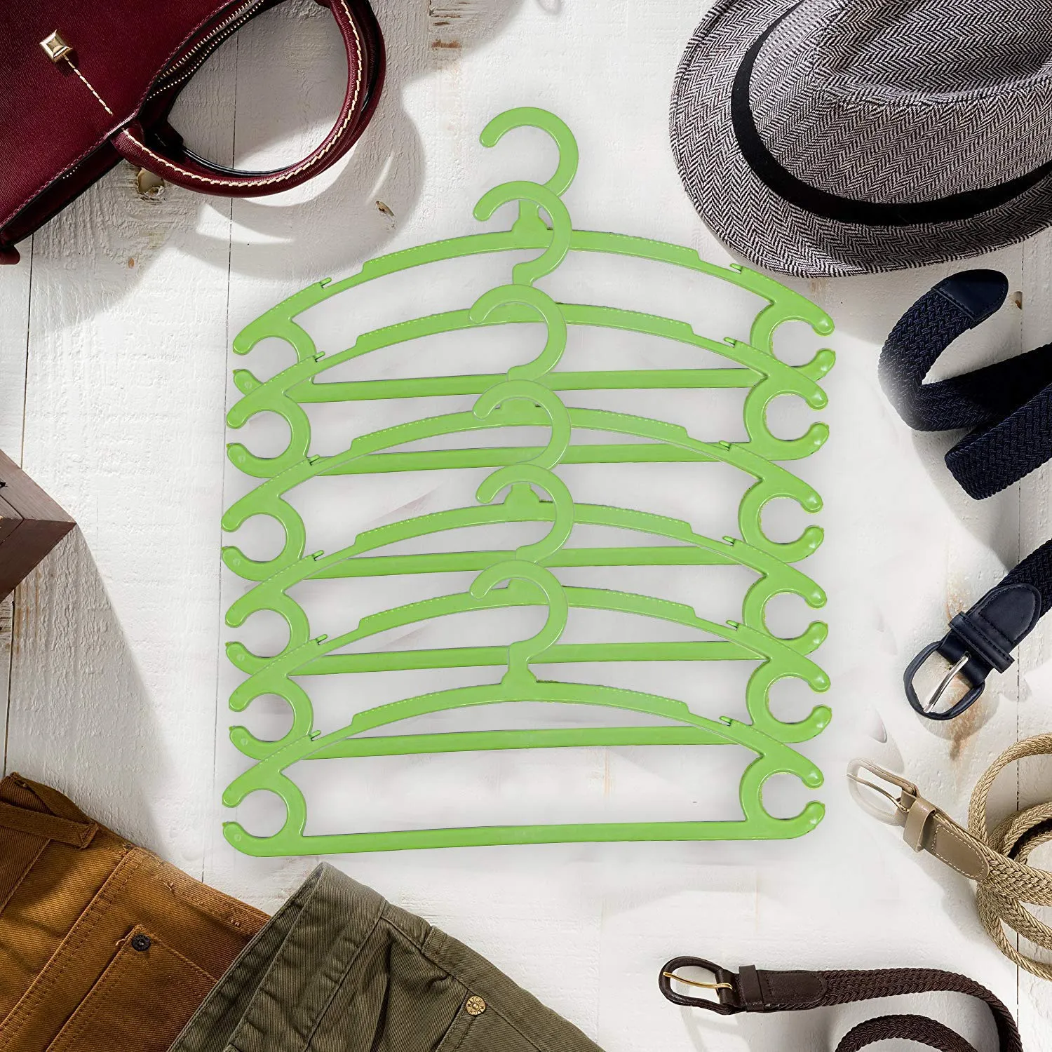 Kuber Industries Oval Hanger Plastic 6 Pieces Hanger Set for Wardrobe (Light Green), CTKTC6656