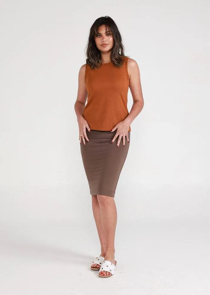 Lipa Ribbed Bamboo Tank Top - Pecan