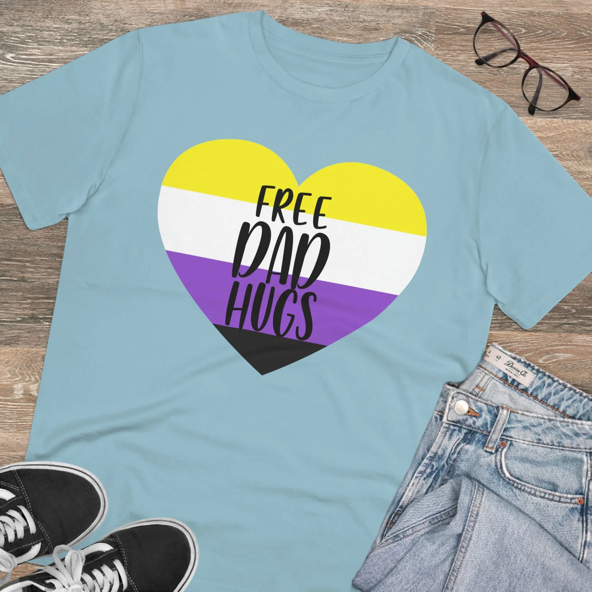 Non Binary Pride Flag T-shirt Unisex Size - Free Dad Hugs