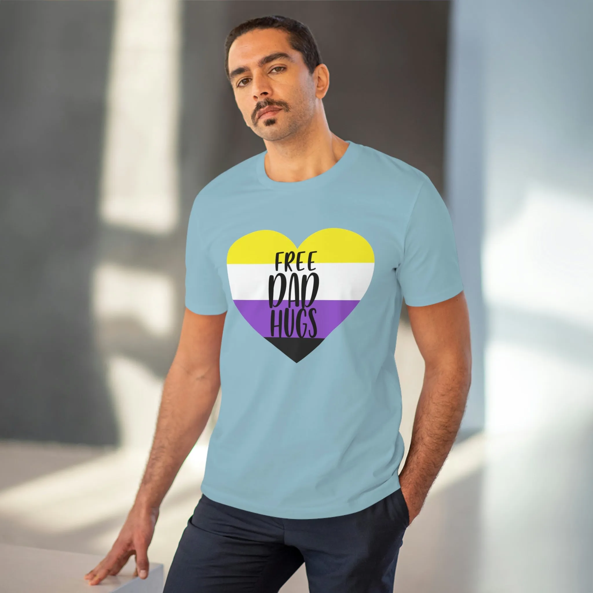 Non Binary Pride Flag T-shirt Unisex Size - Free Dad Hugs