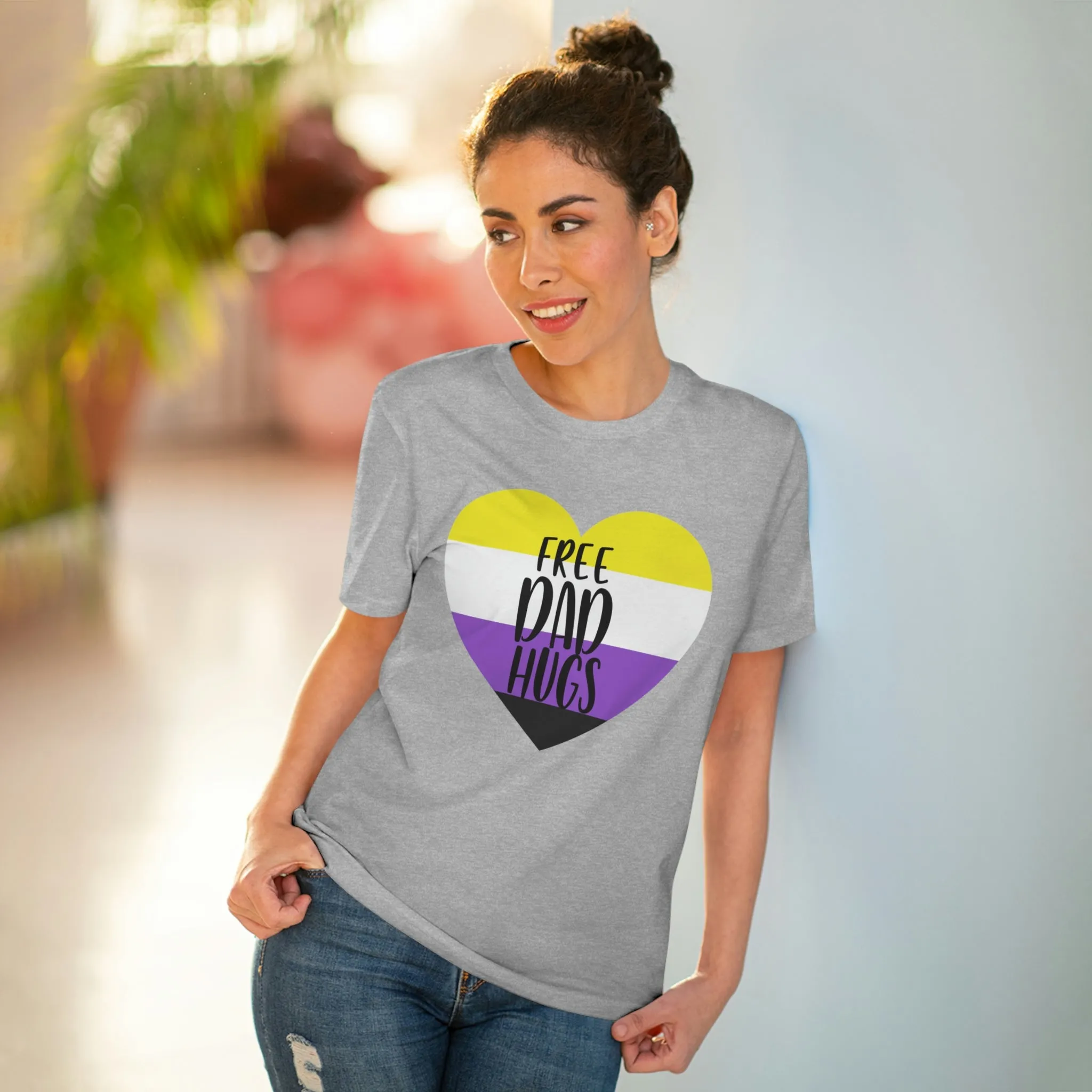 Non Binary Pride Flag T-shirt Unisex Size - Free Dad Hugs