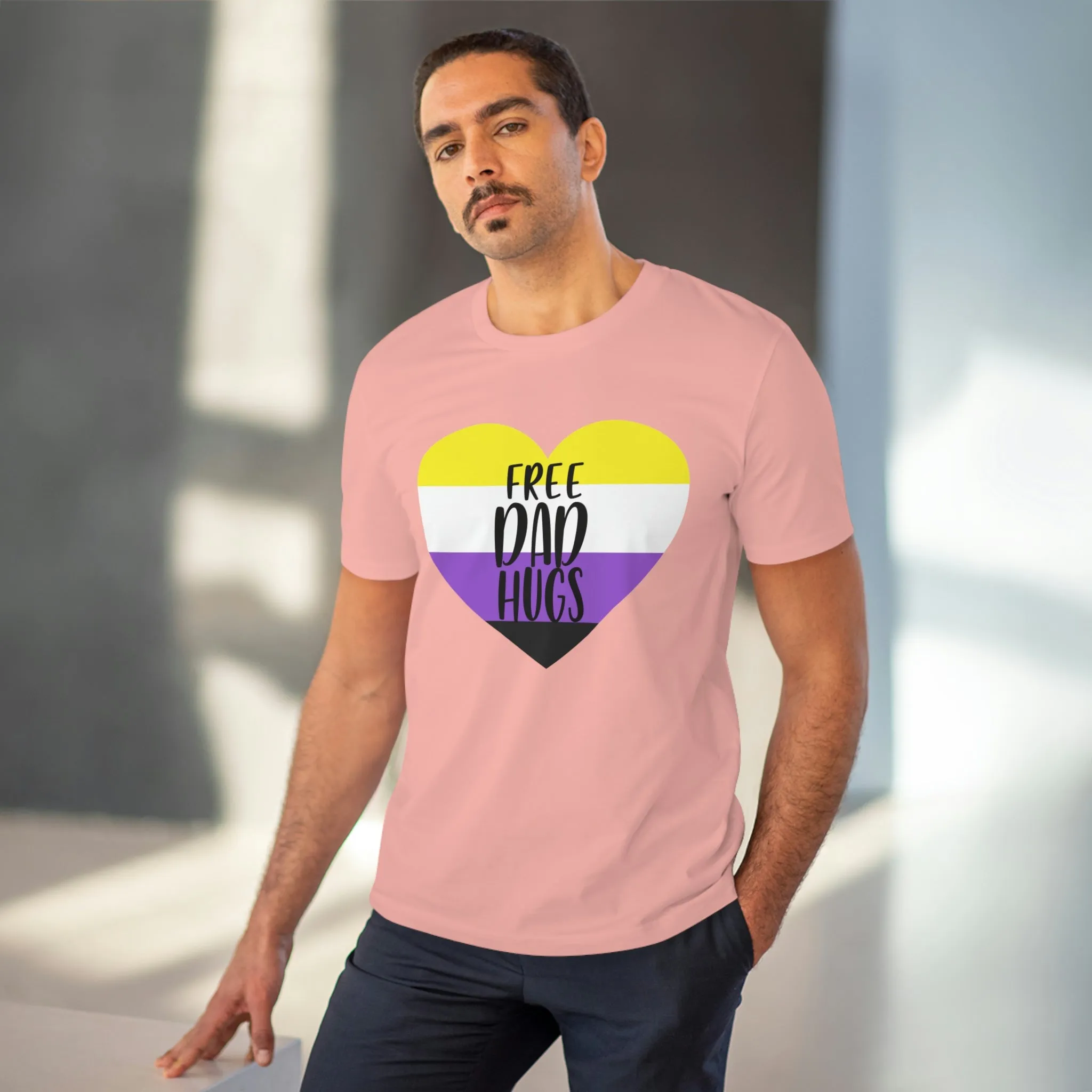 Non Binary Pride Flag T-shirt Unisex Size - Free Dad Hugs