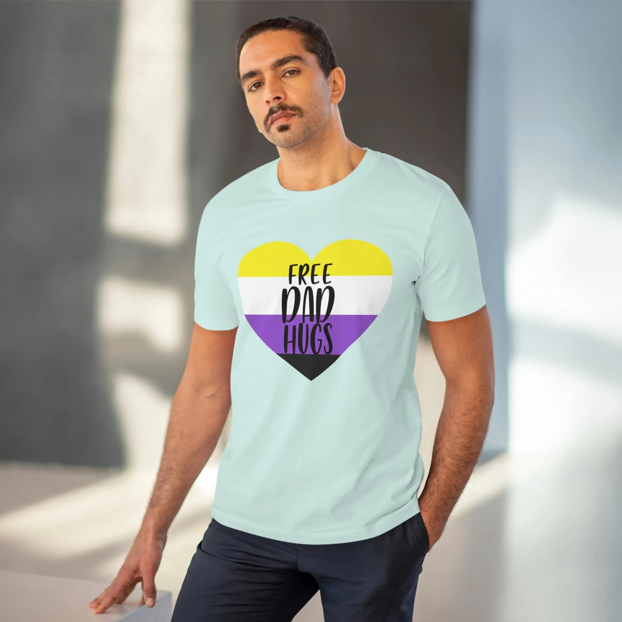 Non Binary Pride Flag T-shirt Unisex Size - Free Dad Hugs