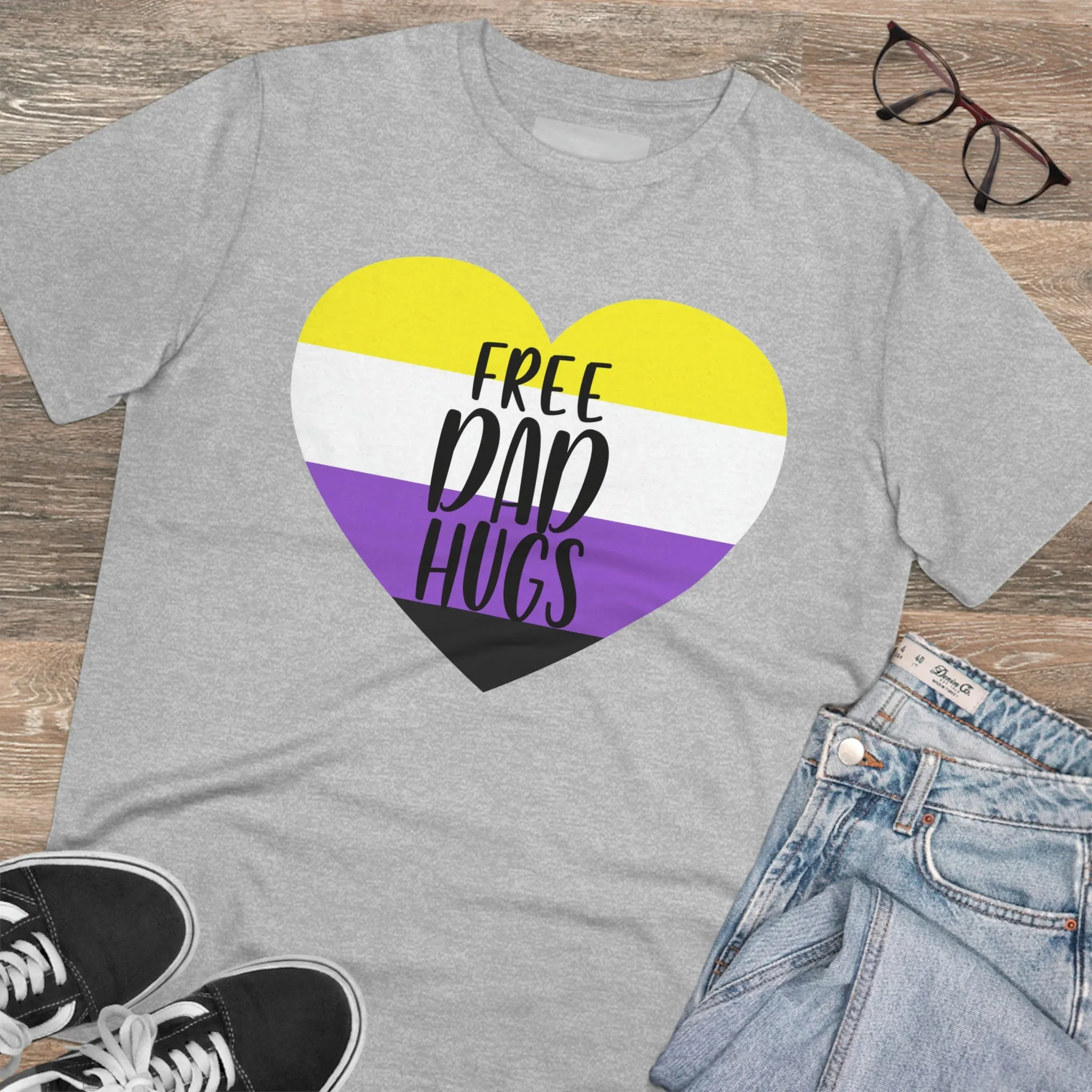 Non Binary Pride Flag T-shirt Unisex Size - Free Dad Hugs