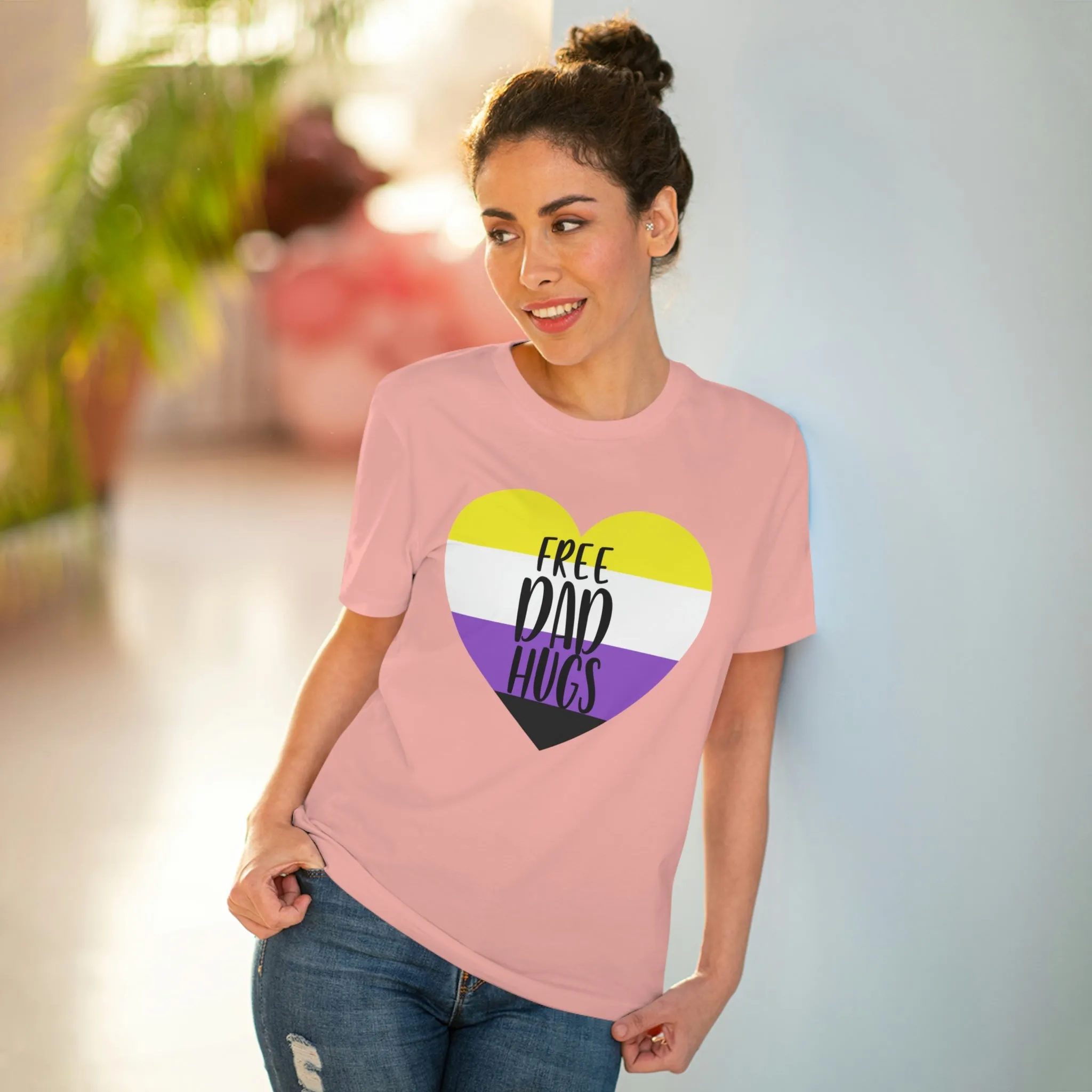 Non Binary Pride Flag T-shirt Unisex Size - Free Dad Hugs