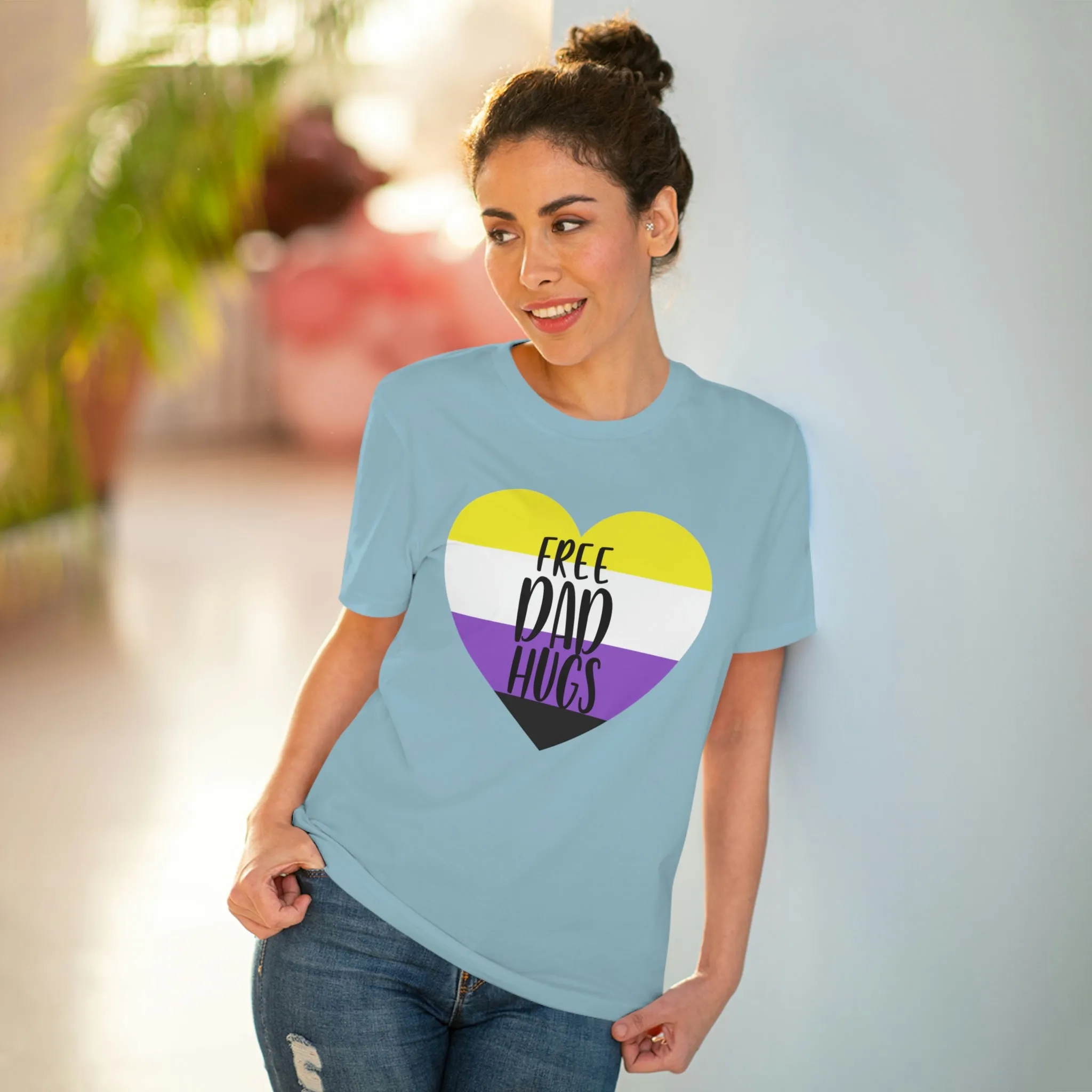 Non Binary Pride Flag T-shirt Unisex Size - Free Dad Hugs